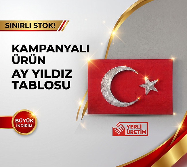 Filografi Görünümlü Türk Bayrağı Dijital Baskı Kanvas Tablo 