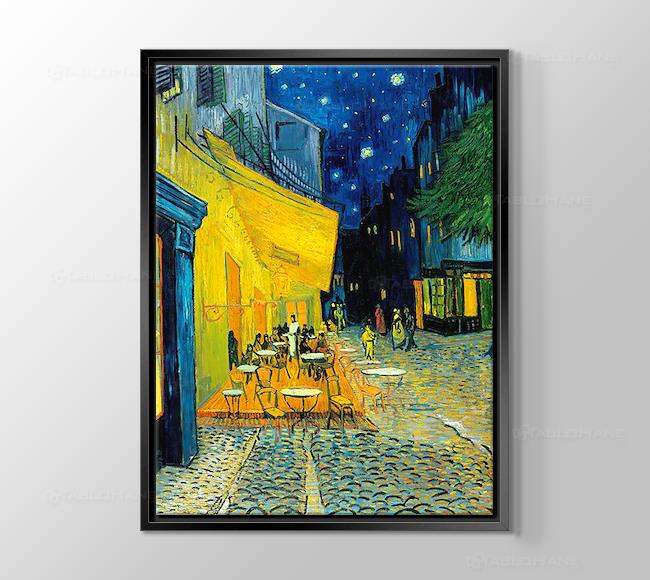 Cafe Terrace at Night - Kafe Terasta Gece - Kanvas Tablo - 30-40cm Çerçeveli